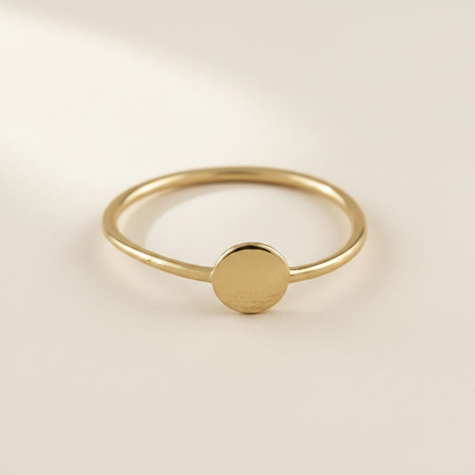 18k Gold Filled Slim Flat Disc Ring | Minimalist Everyday Charm