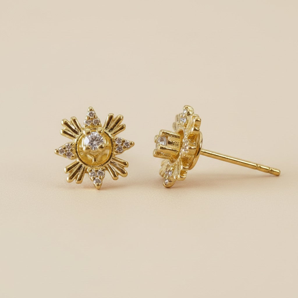 18k Gold Filled 2-Part Round Stud Earrings | Two Looks in One
