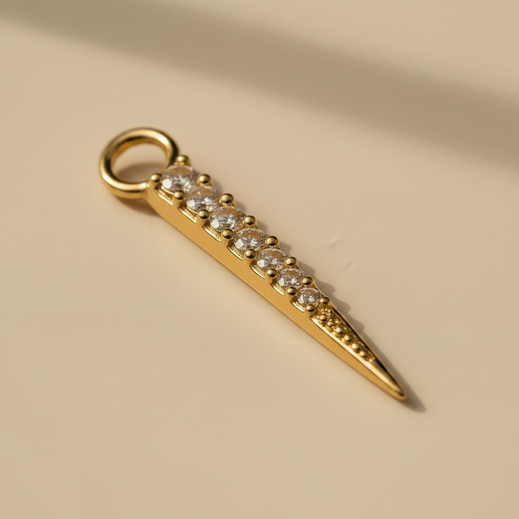 18k Gold Filled CZ Spear Earring Charm | Edgy Minimalist Add-On