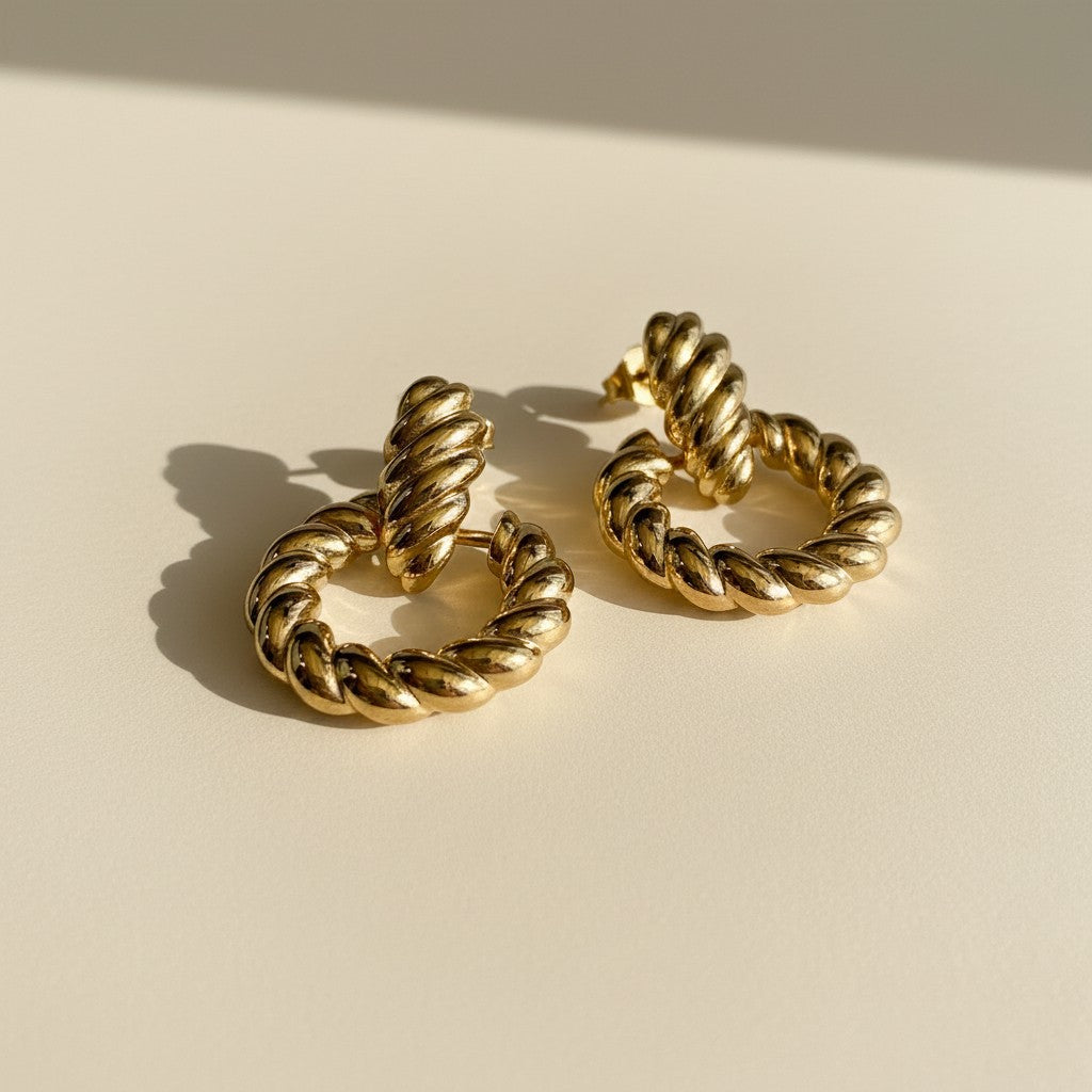 🥐 18k Gold Filled Croissant Dangle Earrings — The Twist That Catches the Light. Now at the Ear.
