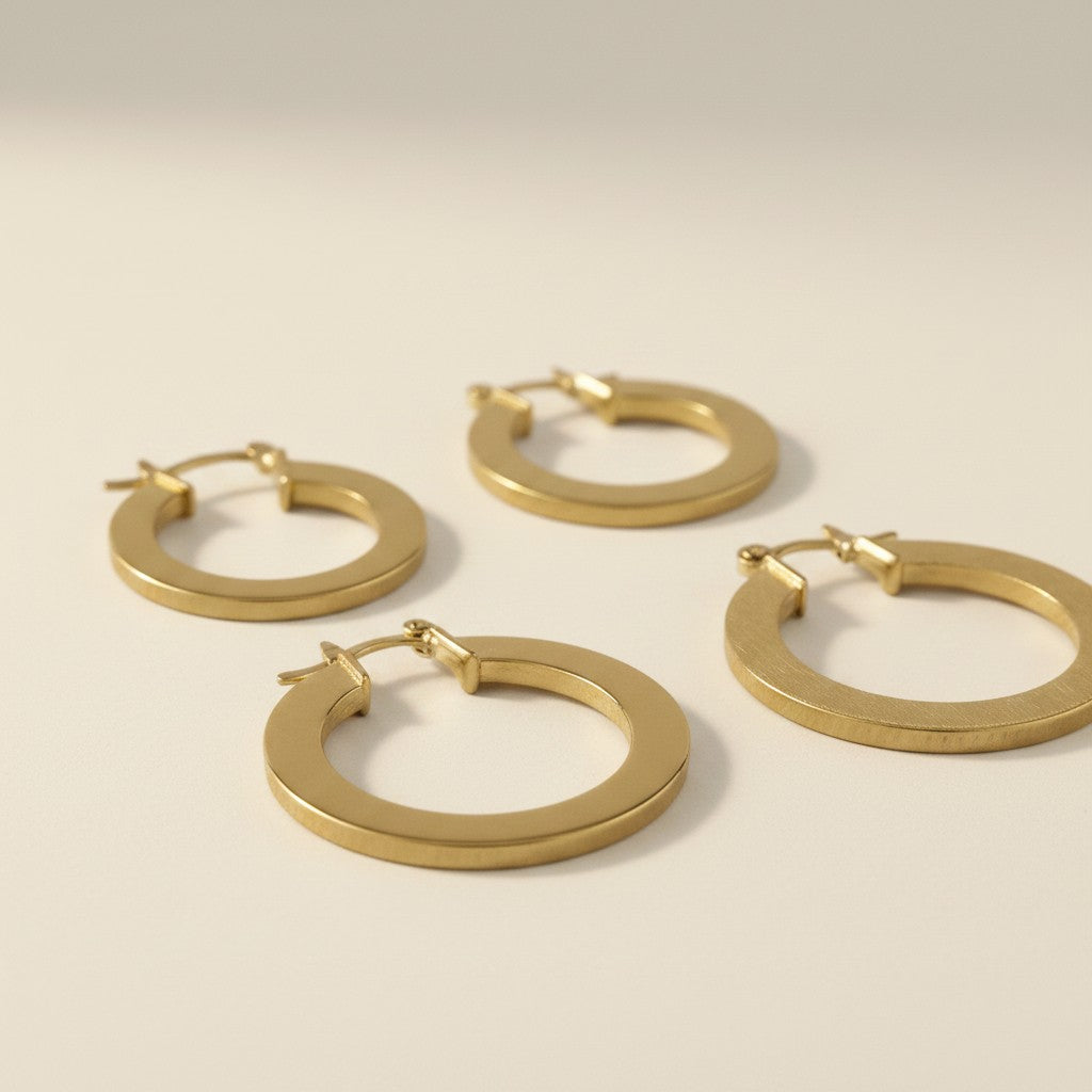 ✨ 18k Gold Filled Flat Hoop Earrings — A Different Face. A Different Light. Two Sizes.