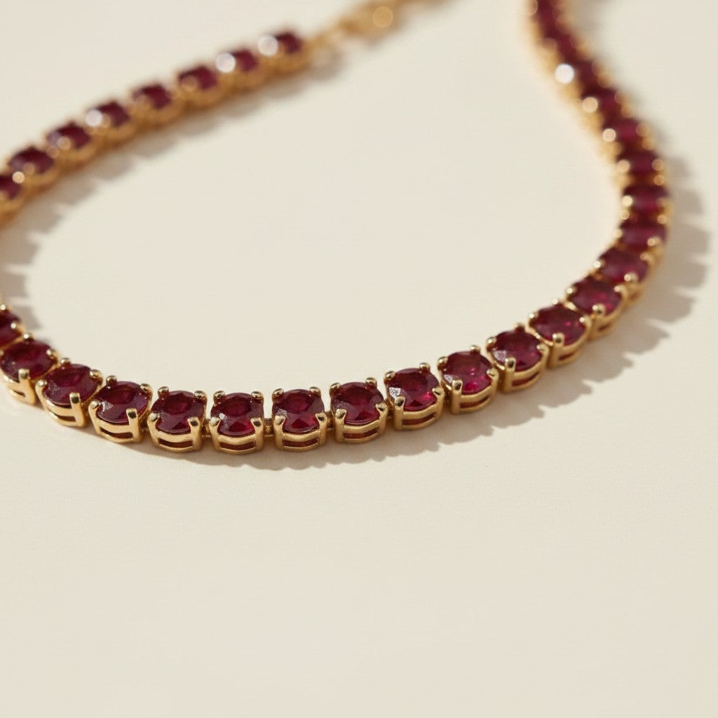 18k Gold Filled Fuchsia CZ Necklace | Seasonal Color Statement