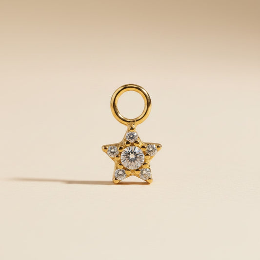 18k Gold Filled Sparkling Mini Star Earring Charm | Radiant Hoop Add-On