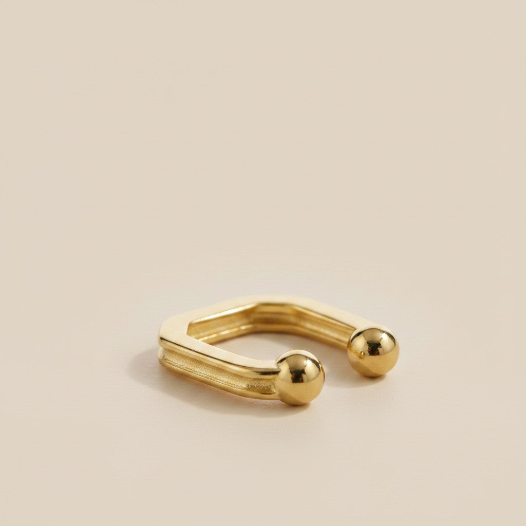 18k Gold Filled Square Ear Cuff | No-Piercing Architectural Edge