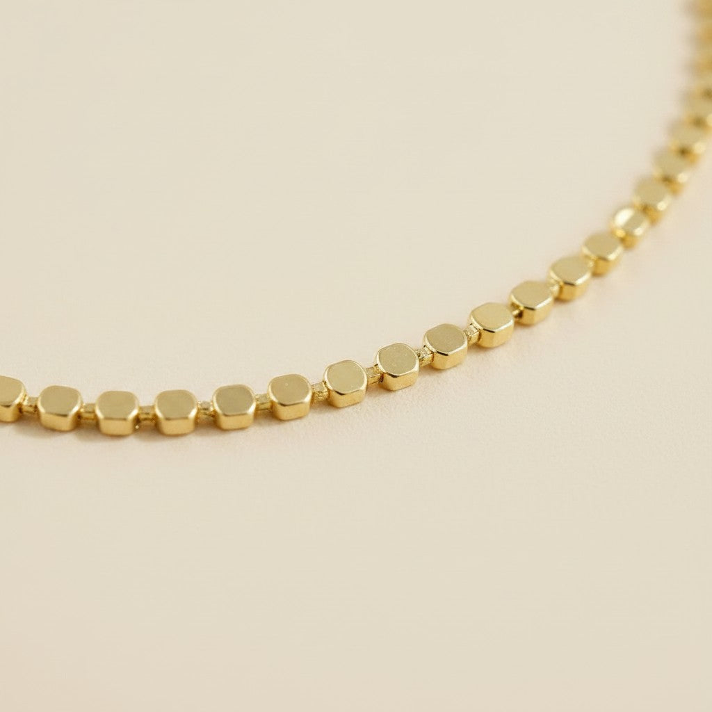 18k Gold Filled Mini Flat Dots Chain Bracelet | Dainty Everyday Texture