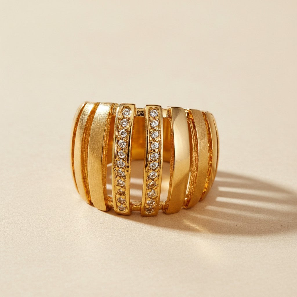 18k Gold Filled Micro Pavé CZ Statement Ring | Bold & Beautiful