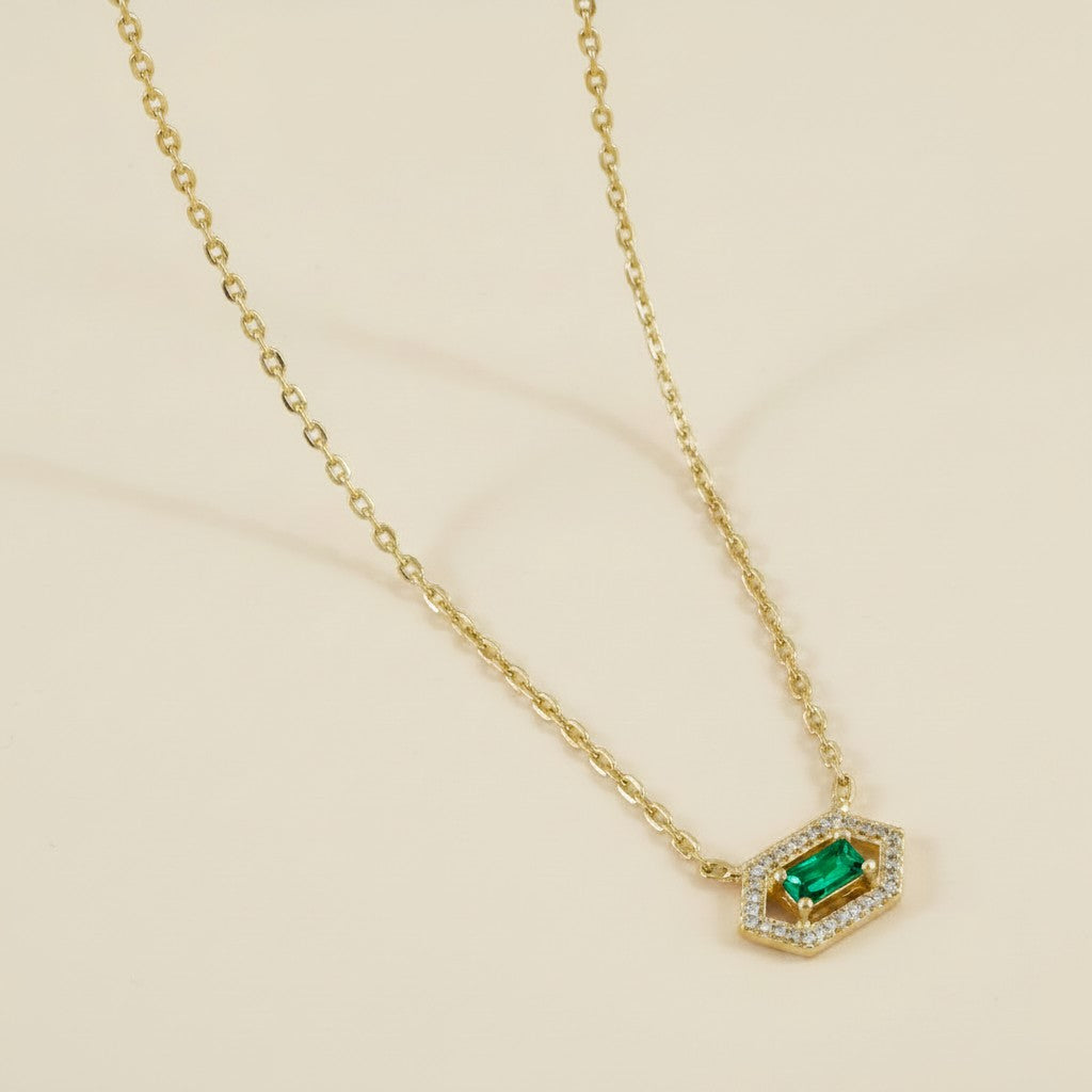 18k Gold Filled Baguette Birthstone Necklace | Personalized Sparkle