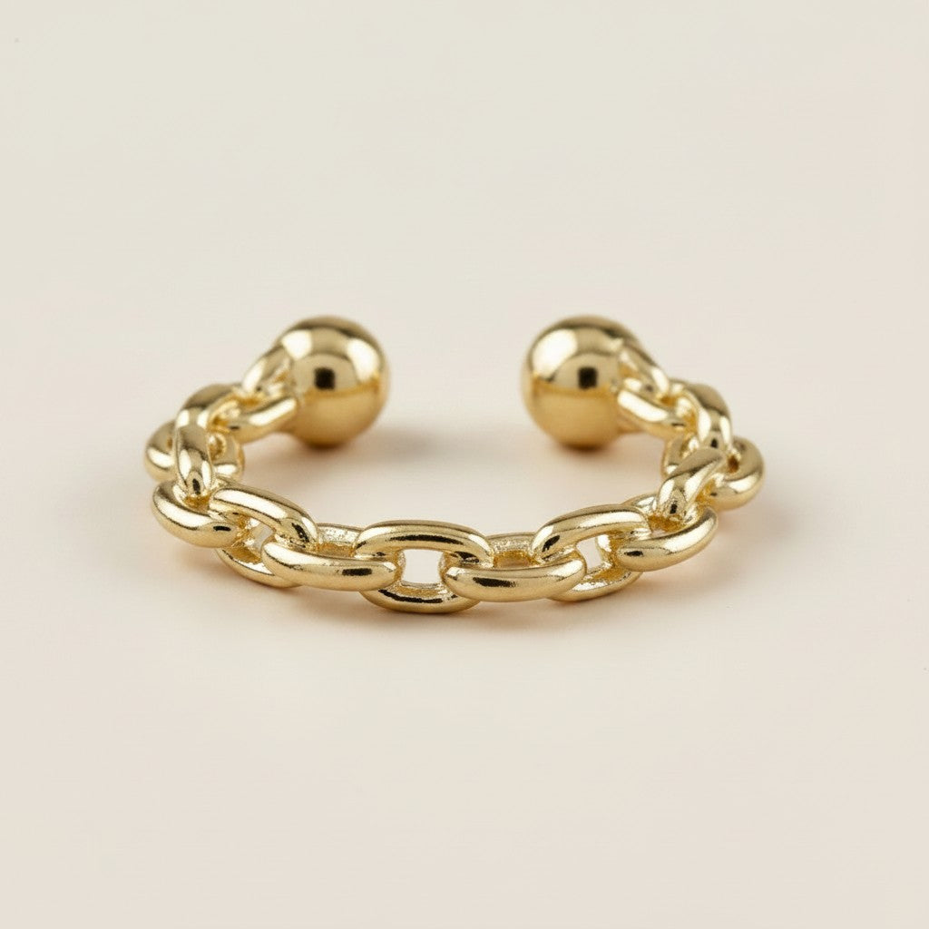 18k Gold Filled Crafted Chain Ear Cuff | No-Piercing Effortless Edge