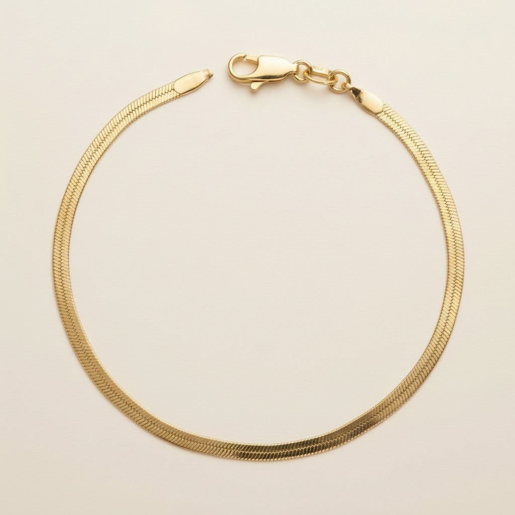 Herringbone Bracelet - 3mm Thick Chain Bracelet for Women | Waterproof Statement Jewelry