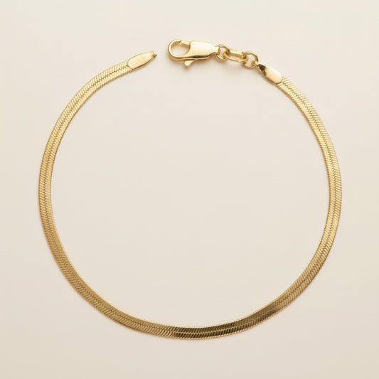 Herringbone Bracelet - 3mm Thick Chain Bracelet for Women | Waterproof Statement Jewelry