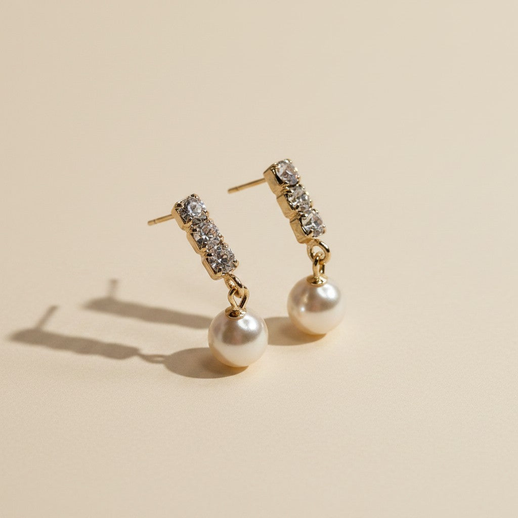 🤍 18k Gold Filled CZ & Pearl Post Earrings — Sparkle Above. Lustre Below. The Classic Combination