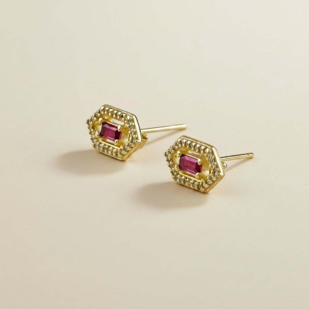 💎 18k Gold Vermeil Birthstone Baguette Earrings — Your Month on Both Ears, Every Day