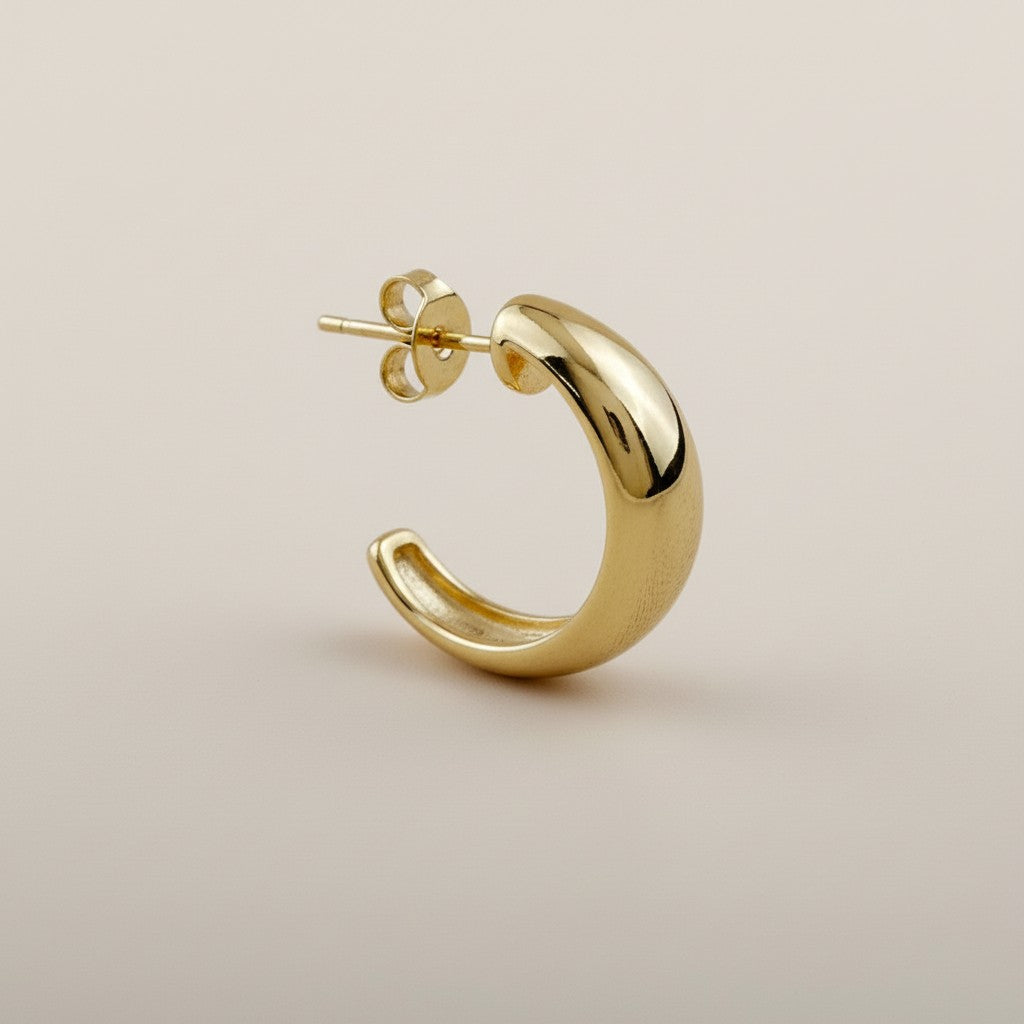 Chunky Gold C-Hoop Earrings | Thick Hoops | Modern Minimalist Earrings | Gift for Her