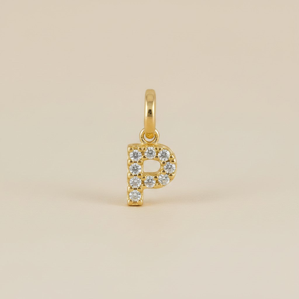 18k Gold Filled Initial Letter CZ Charm | Personalized Sparkle
