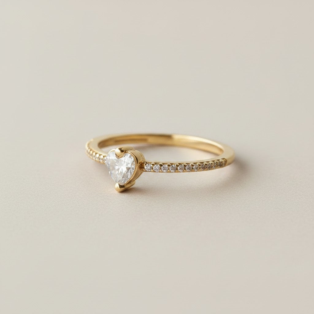 💛 18k Gold Filled CZ Border Heart Ring — Love, Traced in Light. Worn Close Always.