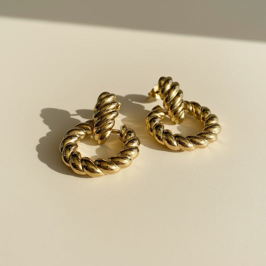 🥐 18k Gold Filled Croissant Dangle Earrings — The Twist That Catches the Light. Now at the Ear.