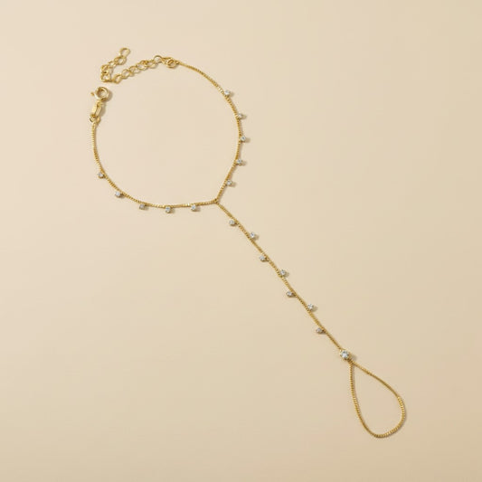 ✨ 18k Gold Filled CZ Hand Chain — Wrist to Finger. Scattered Sparkle. The Piece That Changes How the Hand Moves.