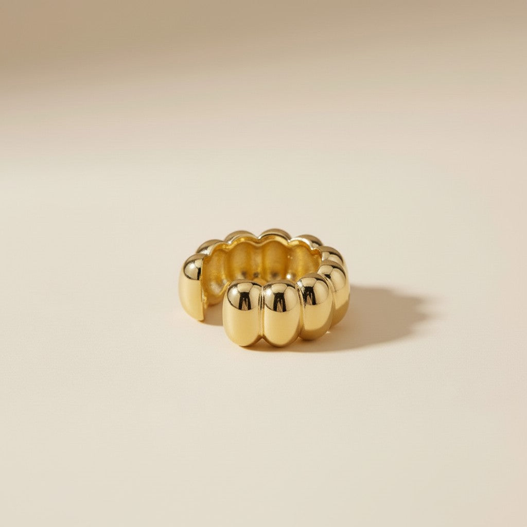 18k Gold Filled Scalloped Ear Cuff Earrings
