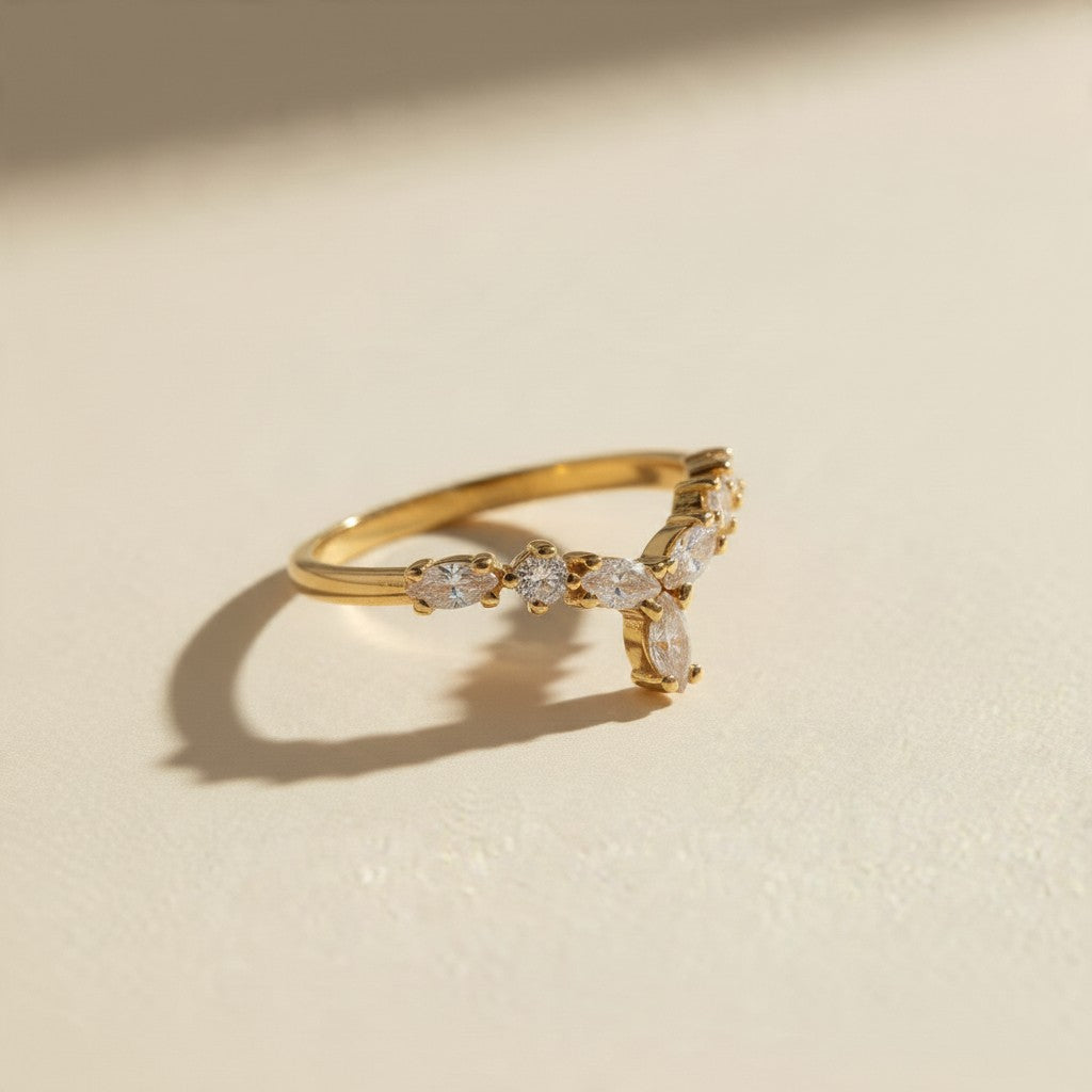 ✨ 18k Gold Filled Domed Pavé CZ Lattice Band Ring — Sculpted Profile. Lattice Sparkle. The Most Three-Dimensional Ring.