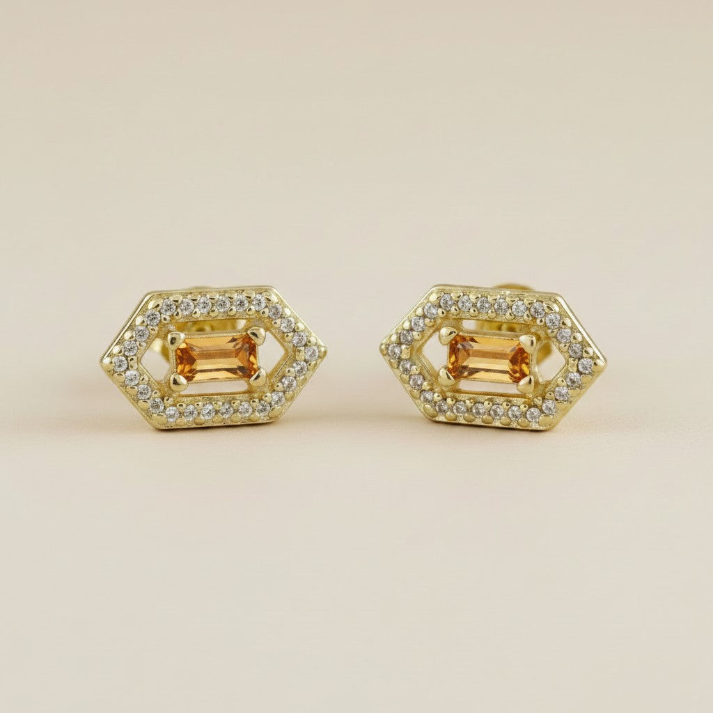 18k Gold Filled Baguette Birthstone Earrings | Personalized Sparkle