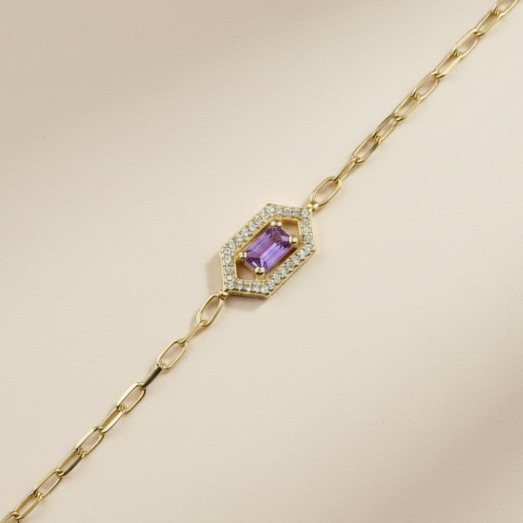 💎 18k Gold Vermeil Birthstone Baguette Bracelet — Your Month. Your Color. Your Stone.
