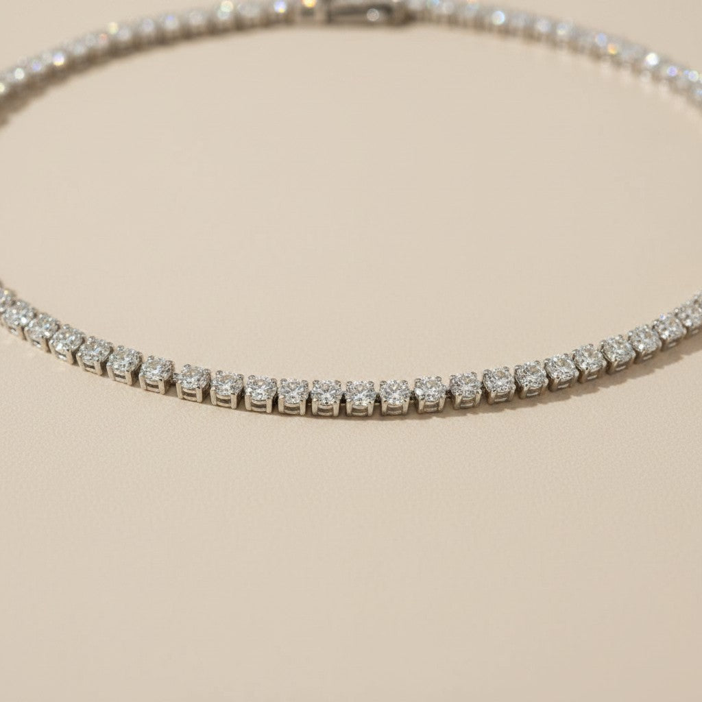 💎 .925 Sterling Silver Moissanite Tennis Necklace — GRA Certified. Diamond-Like Fire. The Necklace That Outshines Everything.