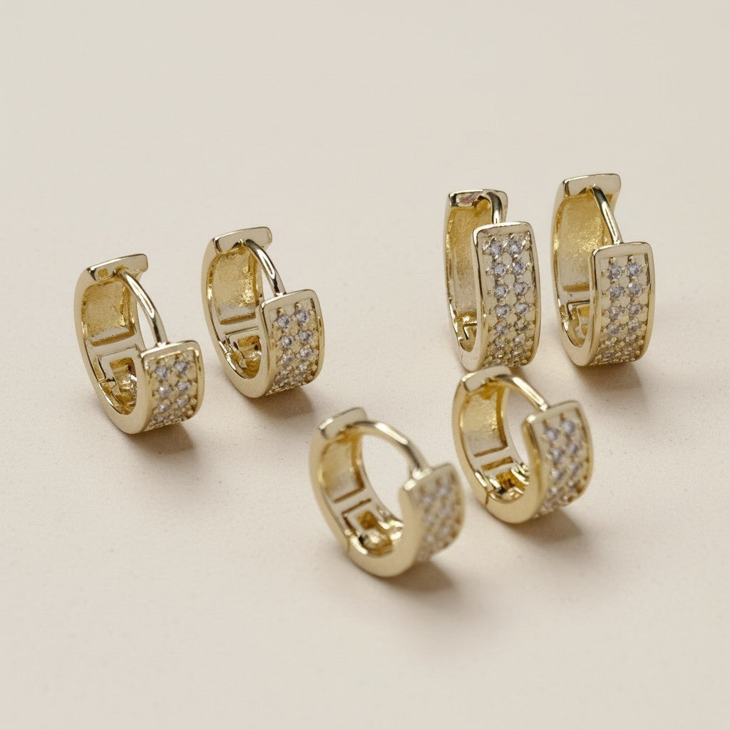 ✨ 18k Gold Filled Wide CZ Clicker Hoop Earrings — More Width. More Sparkle. Three Sizes.