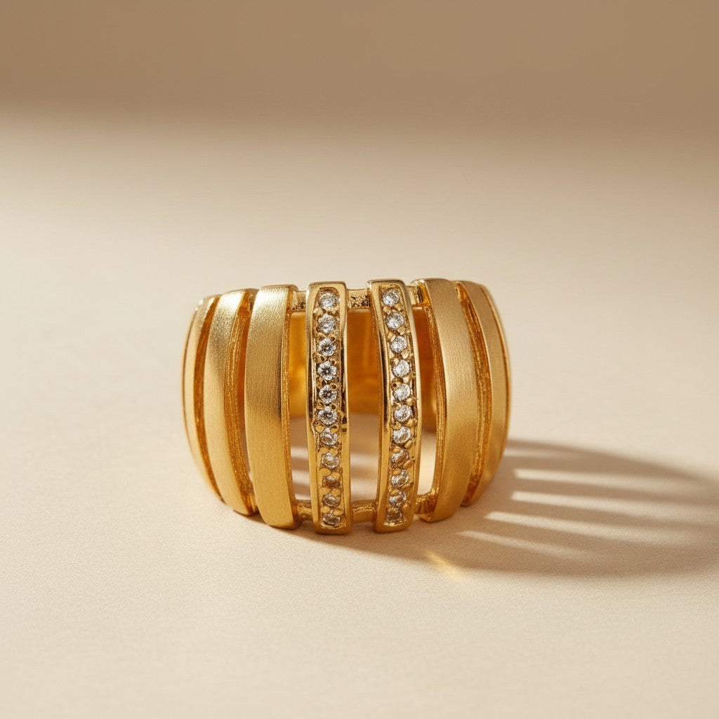 18k Gold Filled Micro Pavé CZ Statement Ring | Bold & Beautiful