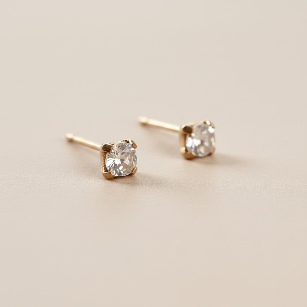 18k Gold Filled Dainty CZ Stud Earrings | Minimalist Everyday Essential