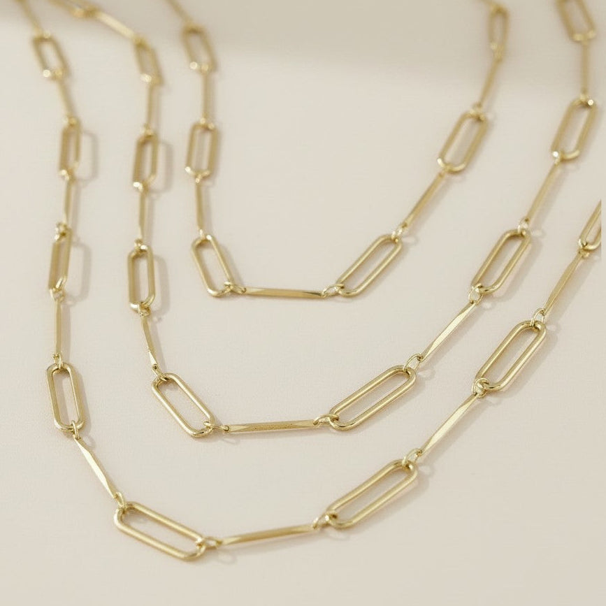 18k Gold Filled Paperclip & Straw Chain Necklace | Contemporary Timeless Style