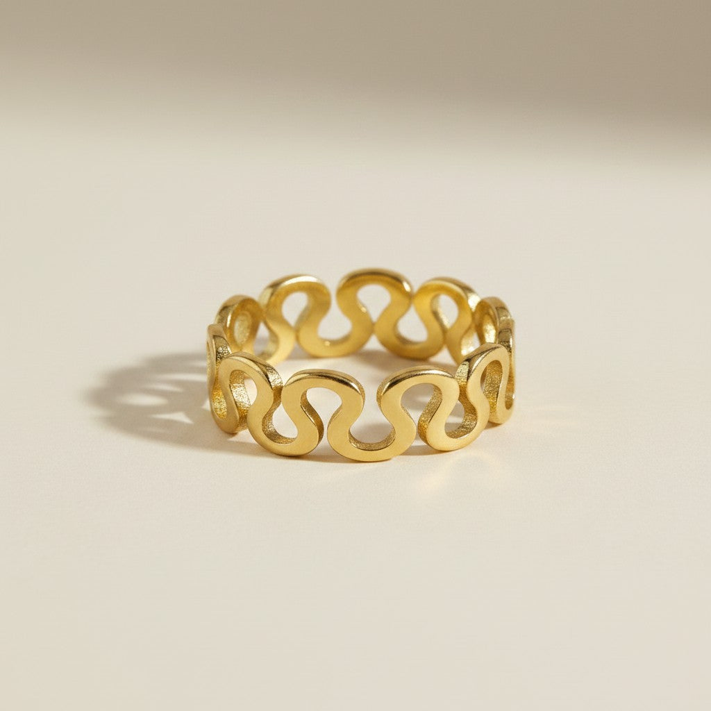 18k Gold Filled Open Wave Ring | Playful Sculptural Texture
