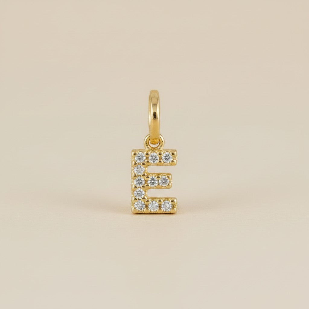 18k Gold Filled Initial Letter CZ Charm | Personalized Sparkle