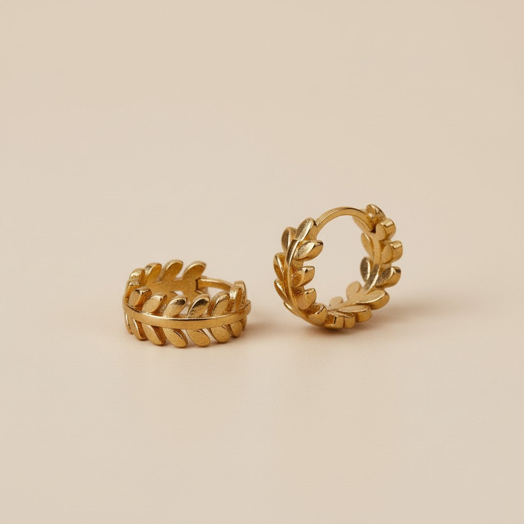 Leaf Clicker Hoop Earrings for Women - Delicate Nature-Inspired Hoops
