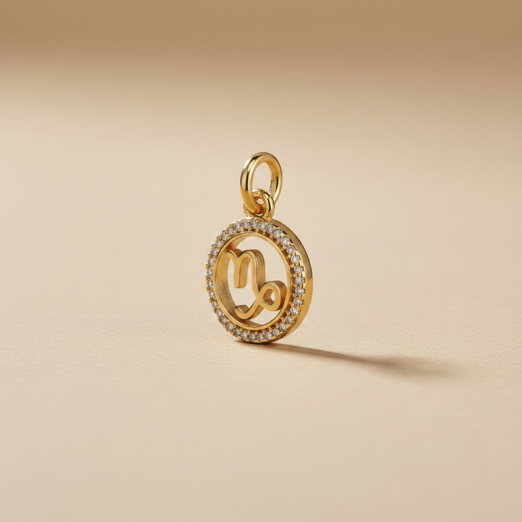 ♑ 18k Gold Filled Mini Capricorn Zodiac Pendant — The Sea-Goat's Glyph. AAAAA CZ. Worn With Quiet Ambition.