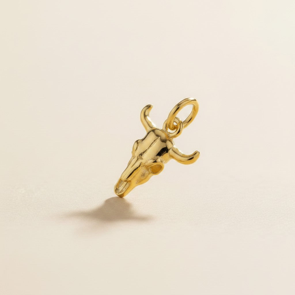 18k Gold Filled Western Skull Charm