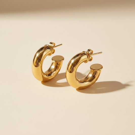 18k Gold Filled Small Hollow Tube Semi Hoop Earrings | A Collection Essential