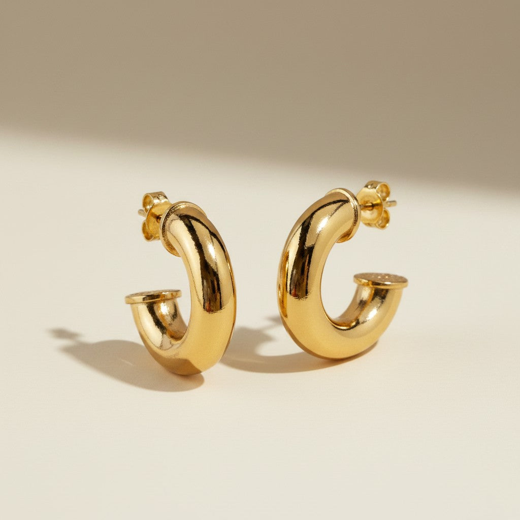 18k Gold Filled Chubby Short C-Hoop Earrings | The Hoop Everyone Asks About