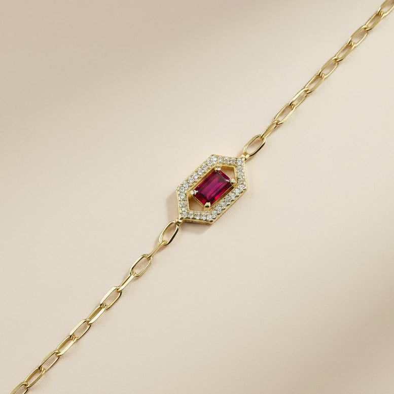 💎 18k Gold Vermeil Birthstone Baguette Bracelet — Your Month. Your Color. Your Stone.