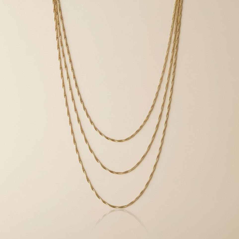 Singapore Chain Necklace - 1.3mm Delicate Gold Chain for Women - Hypoallergenic