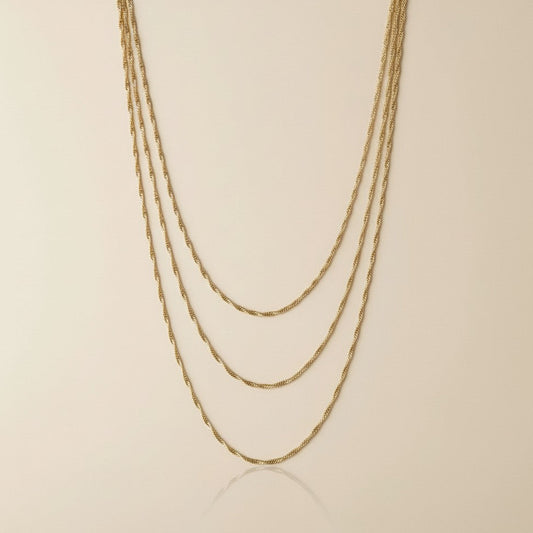 Singapore Chain Necklace - 1.3mm Delicate Gold Chain for Women - Hypoallergenic