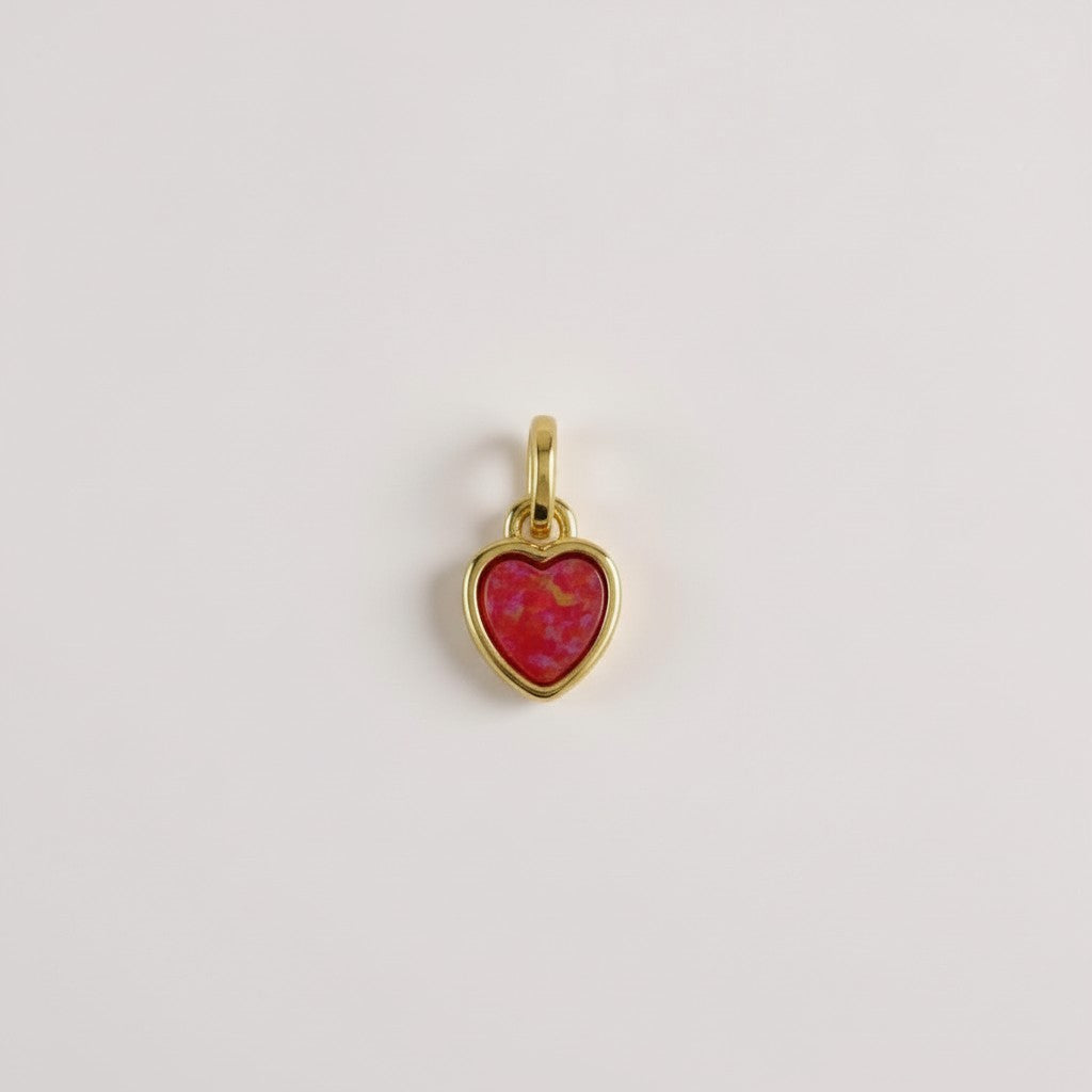 18k Gold Filled Opal Heart Charms
