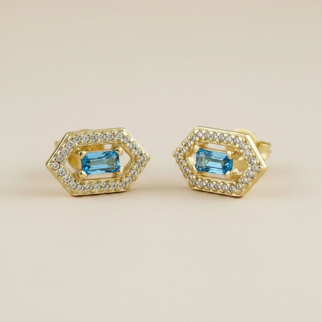 18k Gold Filled Baguette Birthstone Earrings | Personalized Sparkle