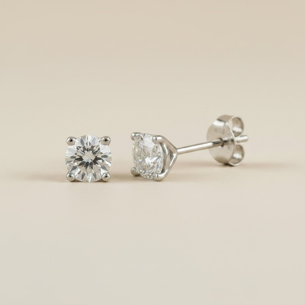 💎 .925 Sterling Silver Moissanite Solitaire Stud Earrings — 1.0ct Each. GRA Certified. The Stud That Outshines Diamond.