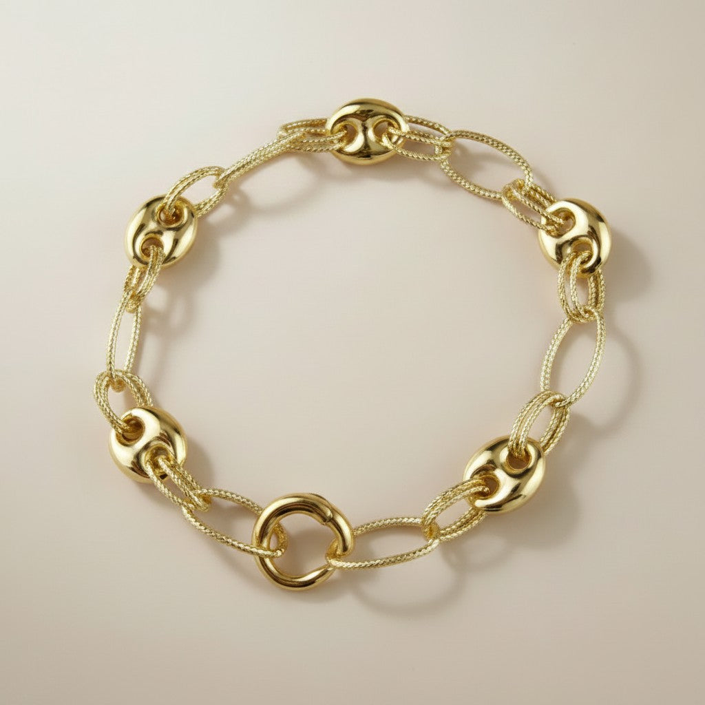 ⚓ 18k Gold Filled Puffy Mariner Bracelet — The Maritime Classic, Elevated to Something Extraordinary
