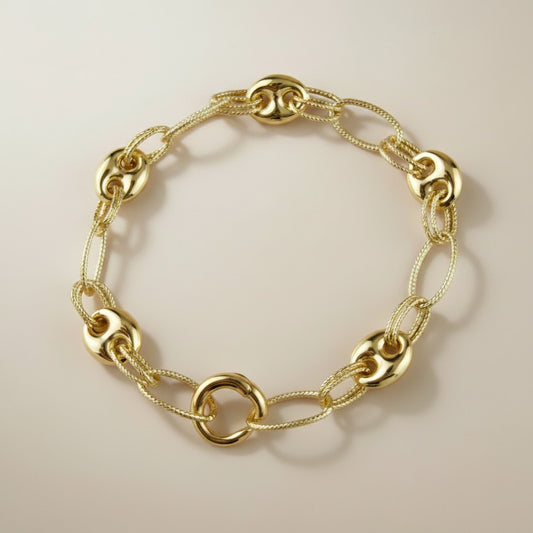 ⚓ 18k Gold Filled Puffy Mariner Bracelet — The Maritime Classic, Elevated to Something Extraordinary