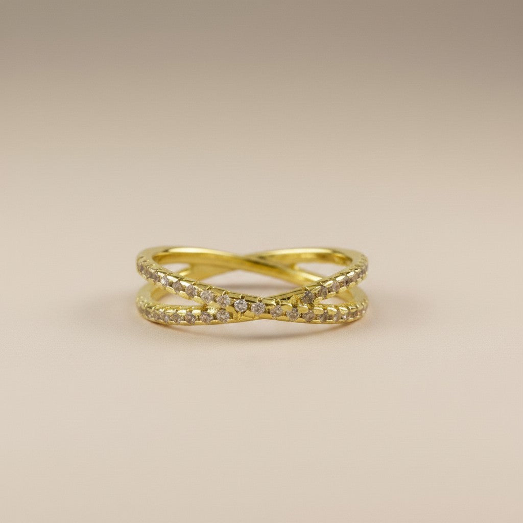 18k Gold Filled CZ X Ring — Bold by Design, Beautiful by Nature