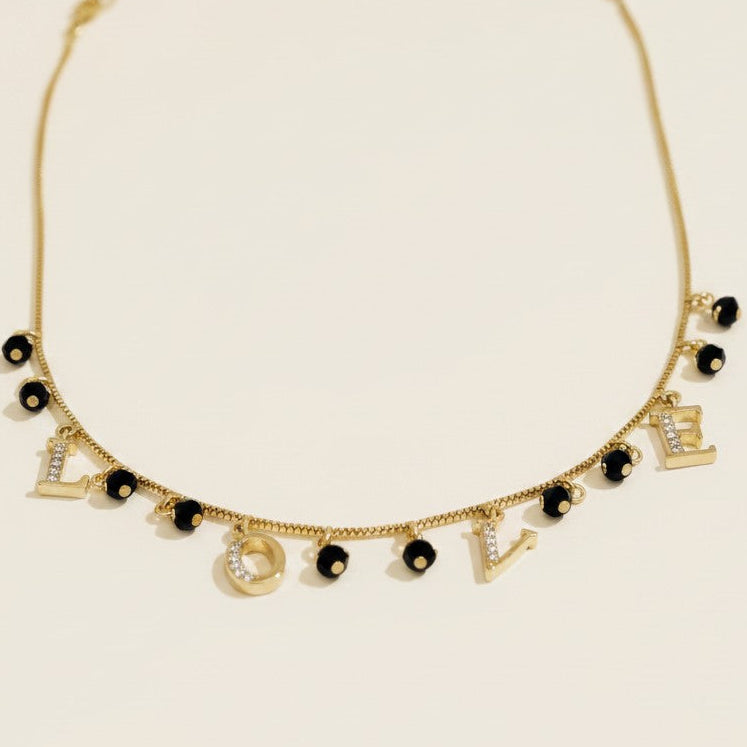 18k Gold Filled LOVE Necklace with Dangling CZ Accents | Wear It Your Way