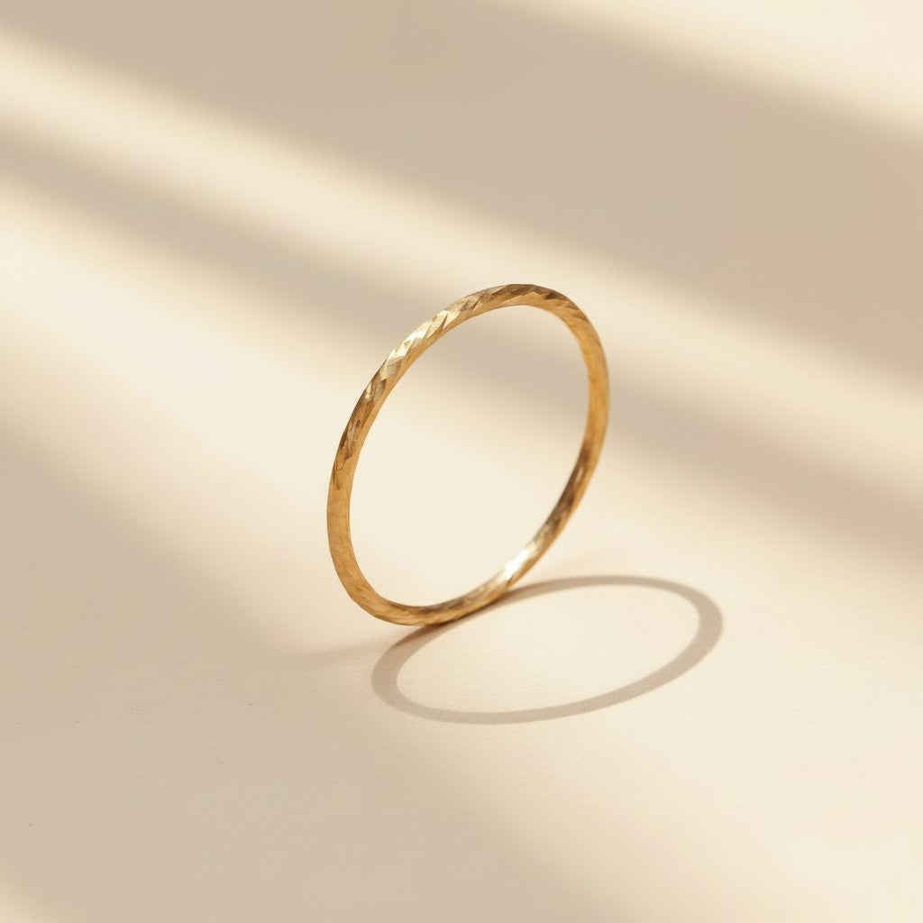 ✨ 14k Gold Filled Diamond Cut Stackable Ring — Stone-Free Sparkle at Its Most Minimal Width.