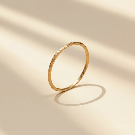 ✨ 14k Gold Filled Diamond Cut Stackable Ring — Stone-Free Sparkle at Its Most Minimal Width.