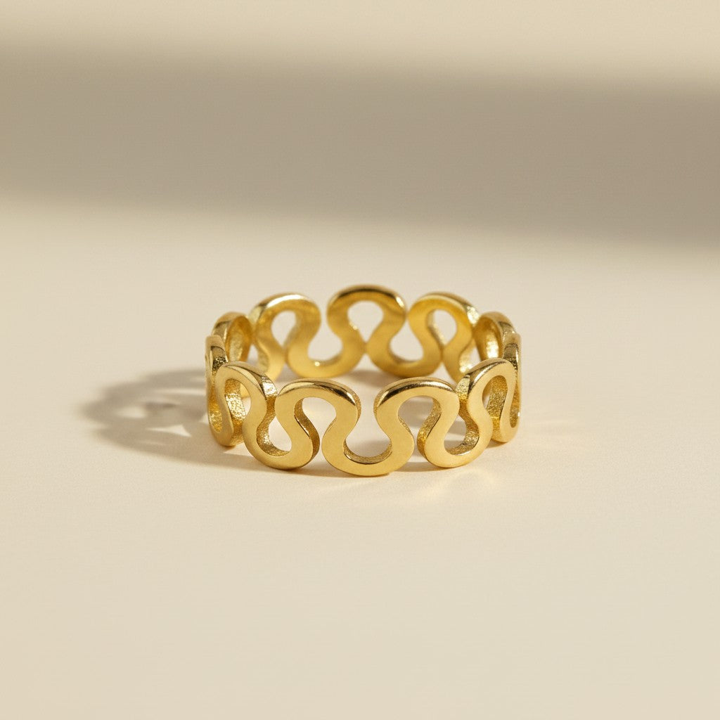 18k Gold Filled Open Wave Ring | Playful Sculptural Texture